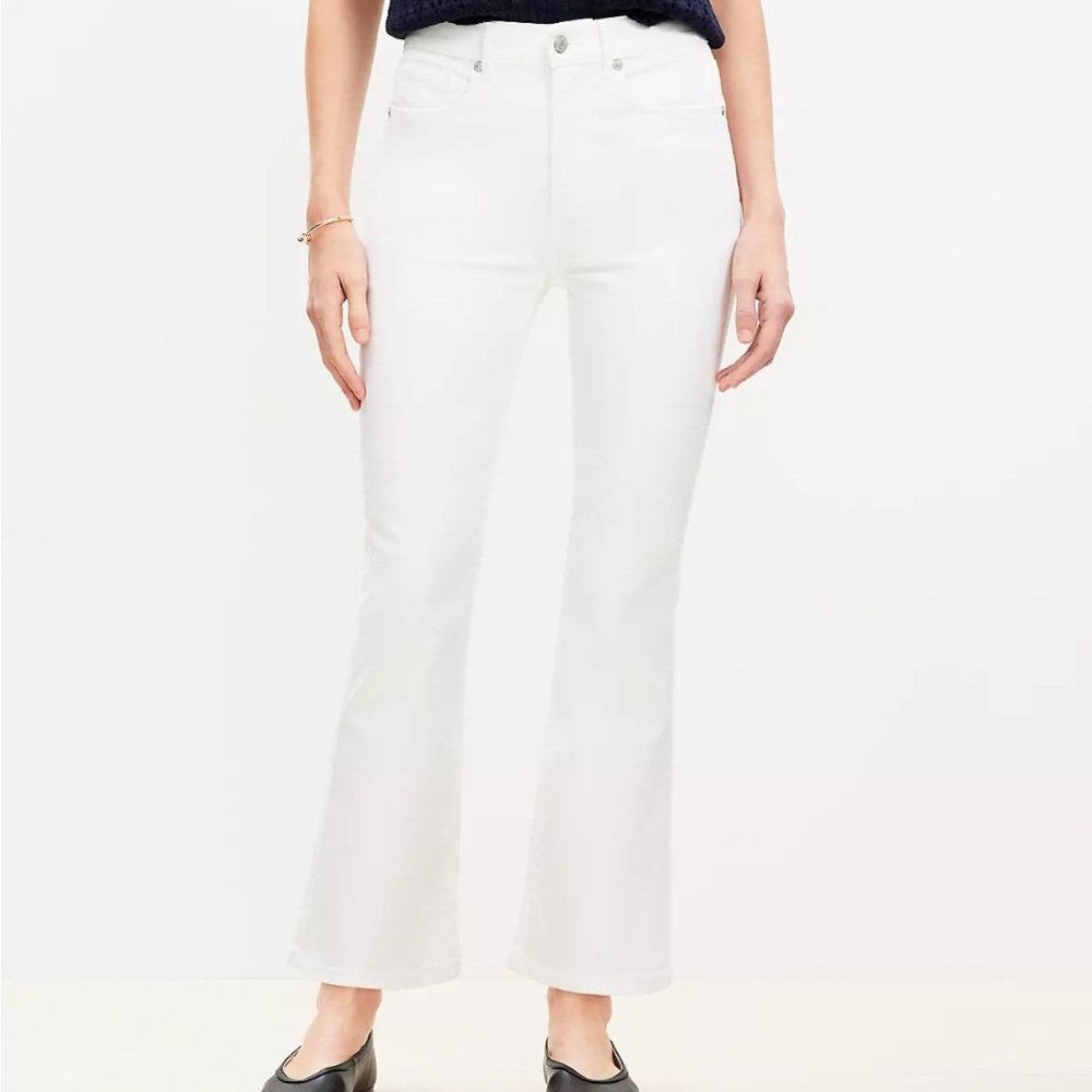 Loft Petite High Rise Kick Crop Jeans in White